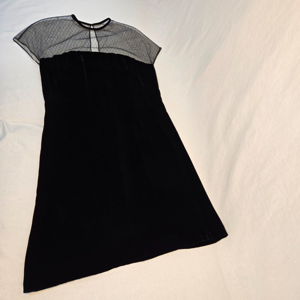 Vintage KATHLIN ARGIRO Black Velvet Sheer Top Dress Size 10 USA MADE New NO Tag! - Picture 4 of 16